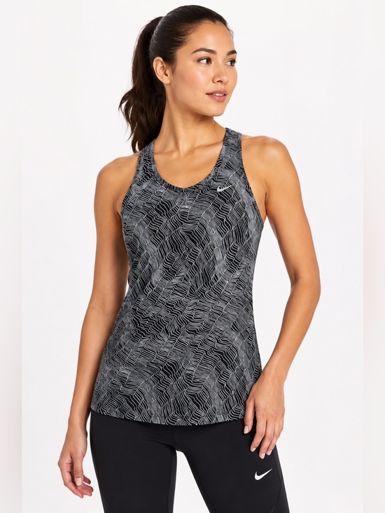 Nike Tops - Nike Dri-FIT Racerback Tank Top M Black White Abstract Print Workout Running